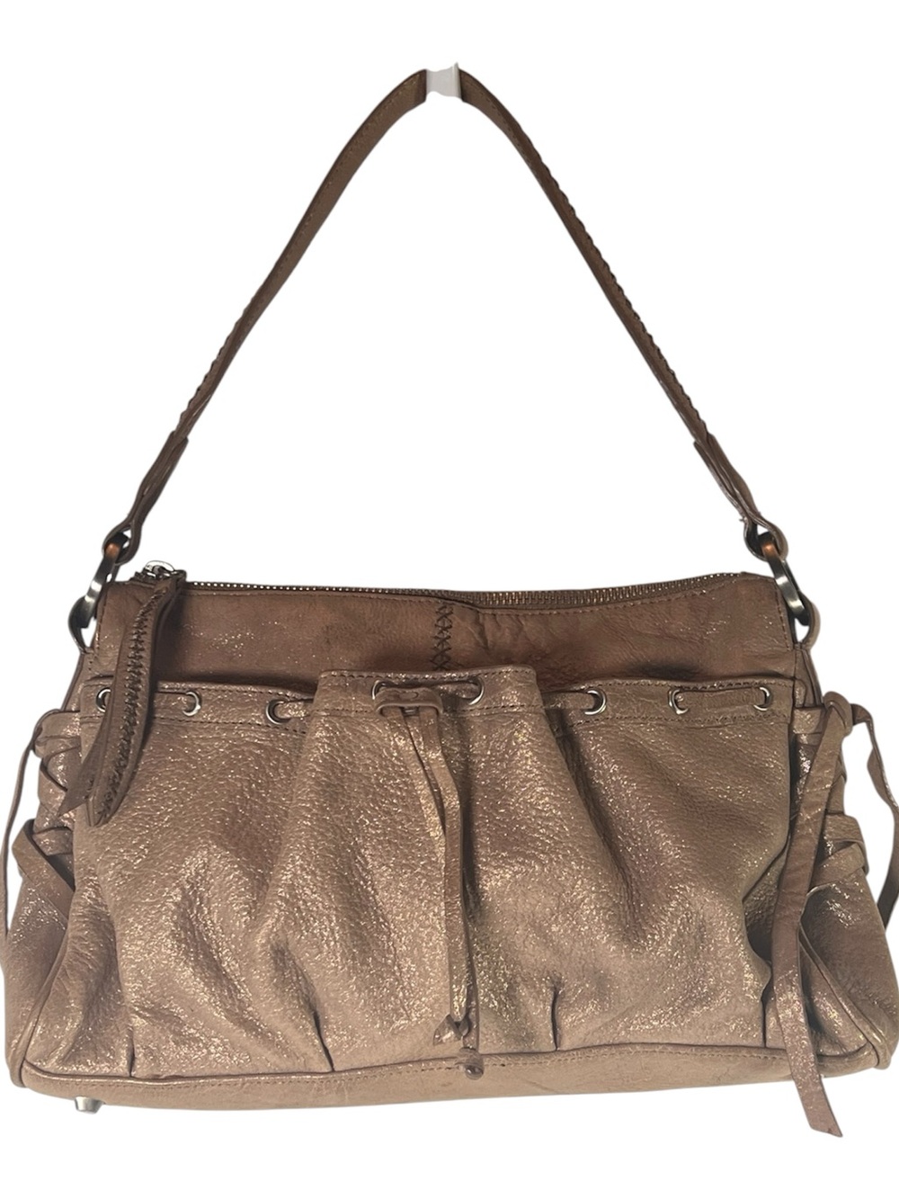 Vintage Junior Drake Y2K Metallic Bronze Leather Slouchy Hobo Bag